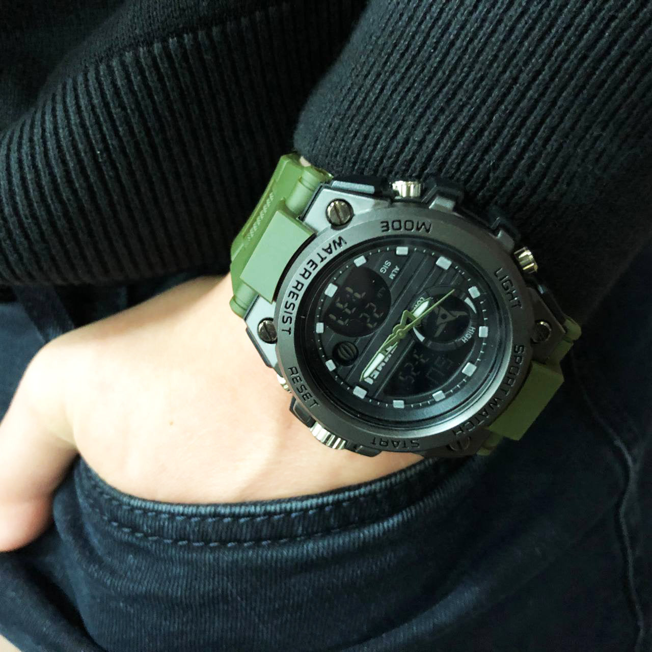 Часы наручные мужские SKMEI 2031AG ARMY GREEN, часы тактические противоударные. Цвет: зеленый