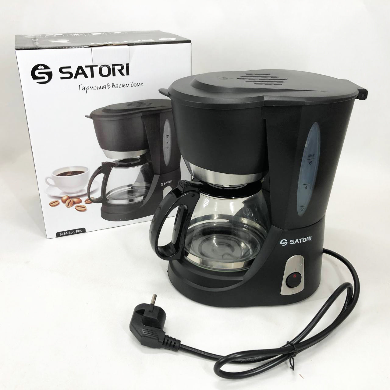 Кофеварка капельная Satori SCM-600-PBL, 650 Вт, Маленькая кофемашина для дома, Маленькая кофемашина