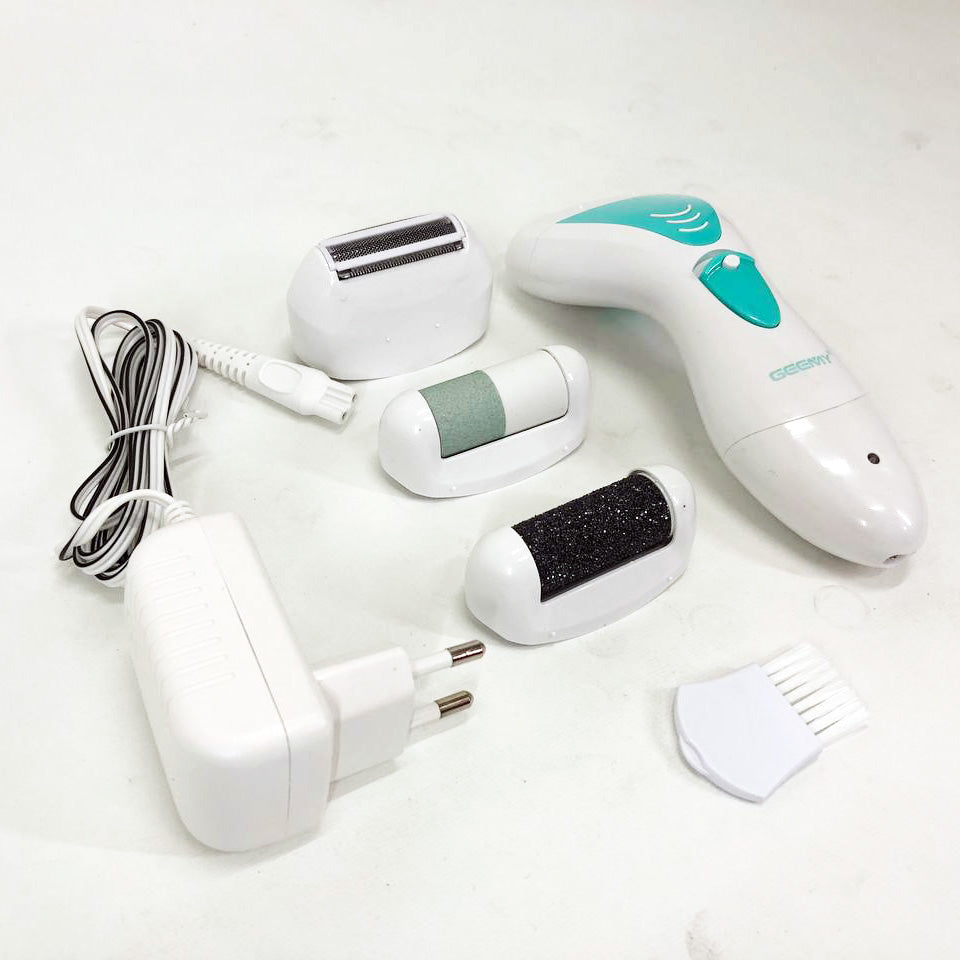 Эпилятор Gemei GM-7006 4в1 - Профеcсиональный беспроводной эпилятор бритва с насадками триммер + пемза