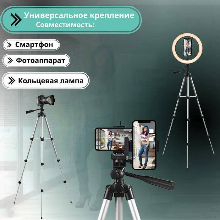 Штатив для телефона и фотоаппарата Tripod 3110 PRO портативный трипод 0,35-1.02м высота. Цвет: серебряный
