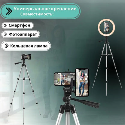 Штатив для телефона и фотоаппарата Tripod 3110 PRO портативный трипод 0,35-1.02м высота. Цвет: серебряный