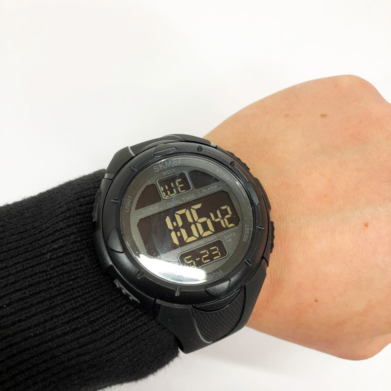 Часы наручные мужские SKMEI 1656BK BLACK, водостойкие тактические часы. Цвет: черный