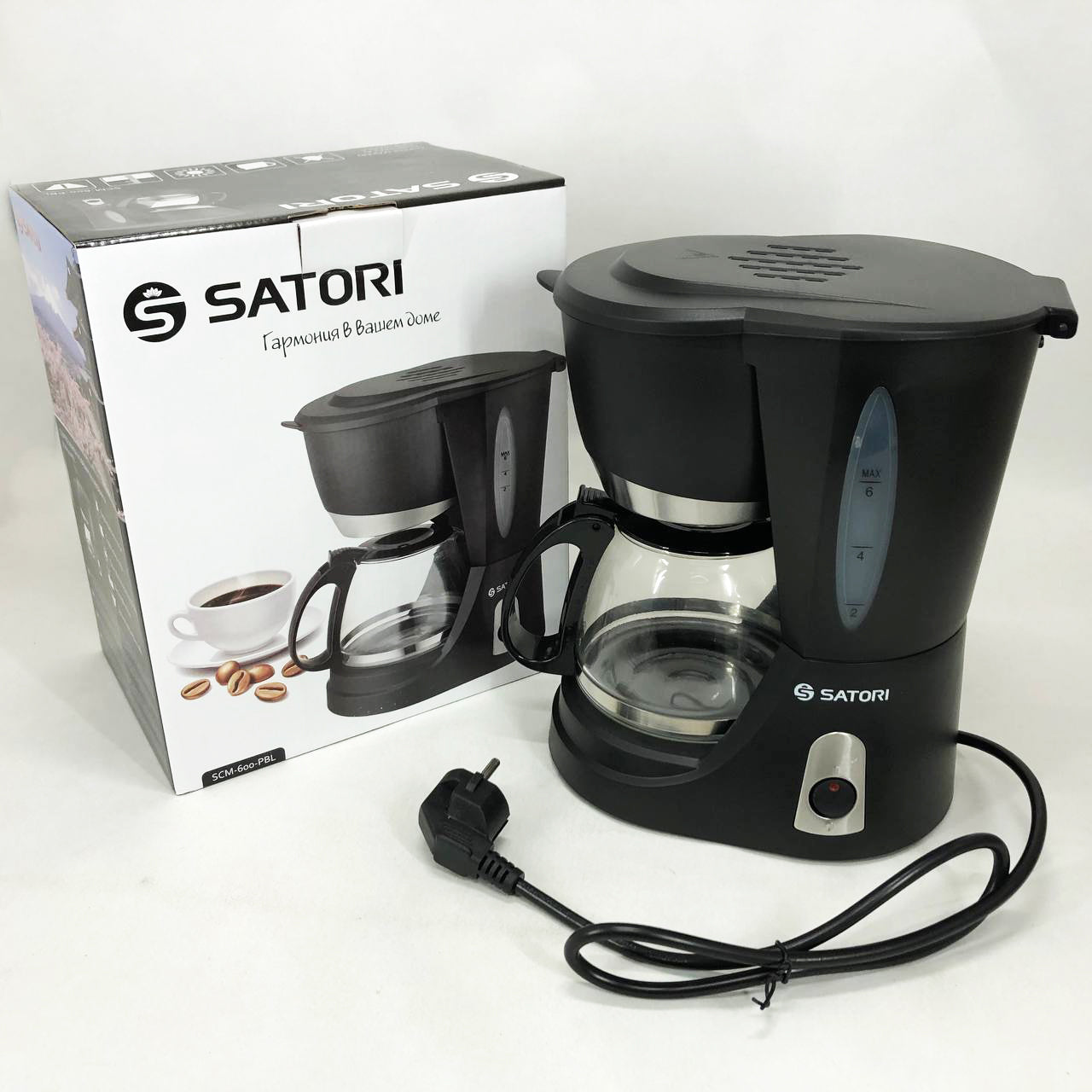 Кофеварка капельная Satori SCM-600-PBL, 650 Вт, Маленькая кофемашина для дома, Маленькая кофемашина