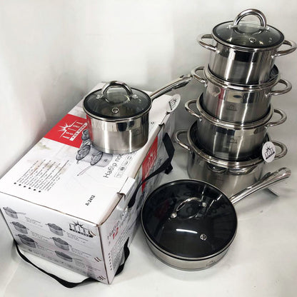 Набор посуды 12 предметов ASTRA A-2412, набор казанов, набор кастрюль из нержавеющей стали