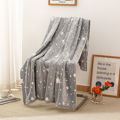 Светящийся в темноте плед плюшевое покрывало Blanket kids Magic Star 150х100 см флисовое одеяло. Цвет: серый