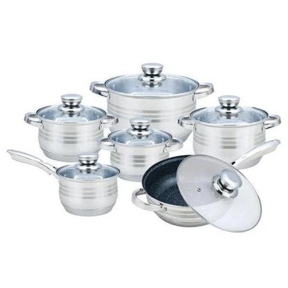 Набор посуды Rainberg RB-601 (12 предметов) из нержавеющей стали, кастрюли из нержавейки для плиты