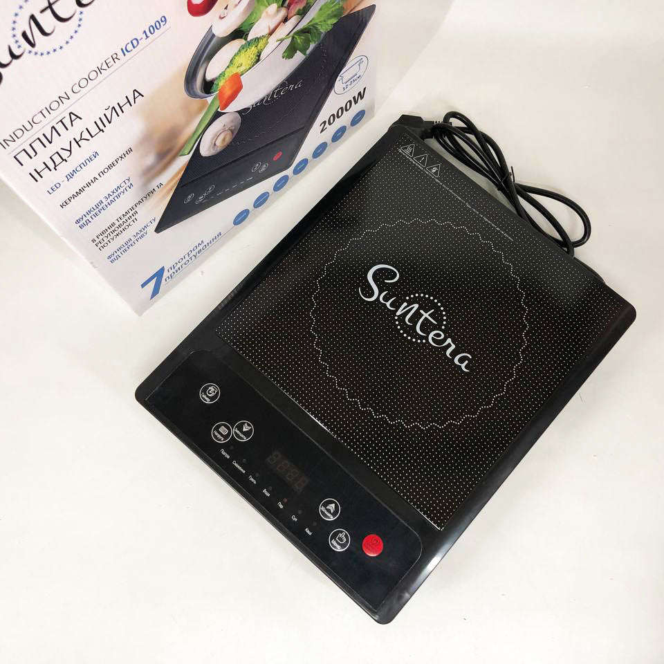Электроплитка Suntera ICD-1009 2000 Вт индукционная плита мини, плита инфракрасная, сенсорные электроплиты
