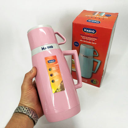 Термос Magio MG-1051P со стеклянной колбой, Термос для питьевой воды, термос для дома. Цвет: розовый