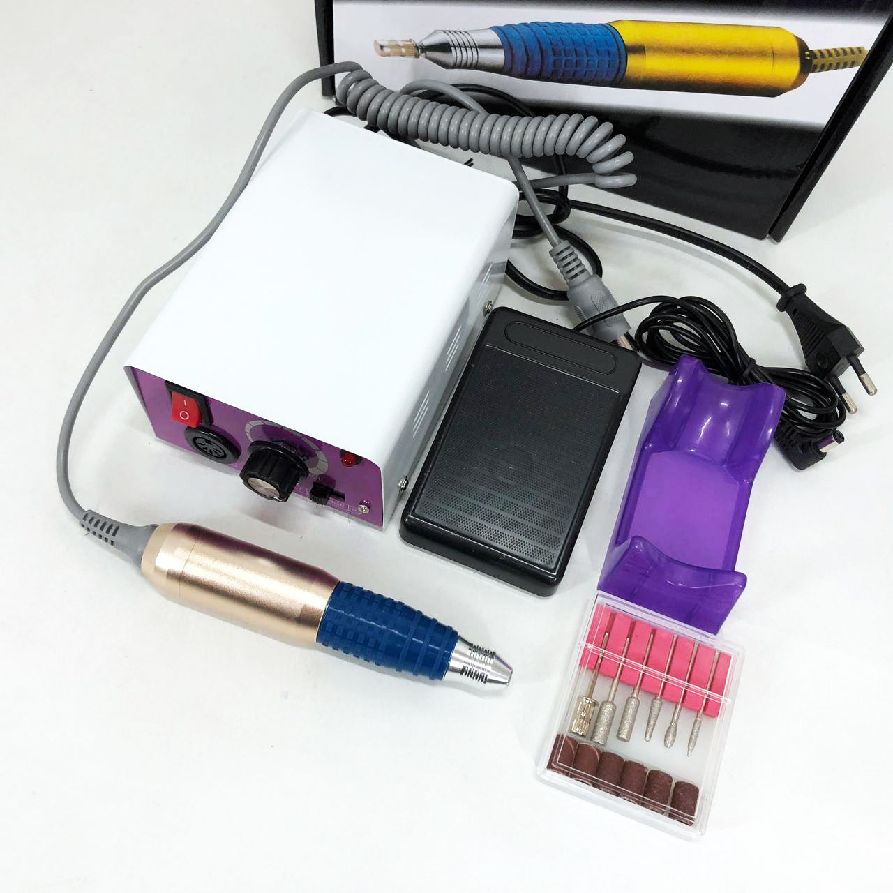 Фрезер для маникюра с педалью для ноги DM4, мощный маникюрный фрезер, фрезер с насадками для маникюра