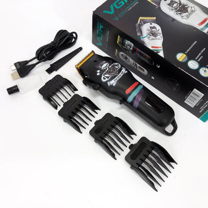 Машинка для стрижки волос и бороды профессиональная VGR V-699 с насадками и LED дисплеем. Цвет: черный