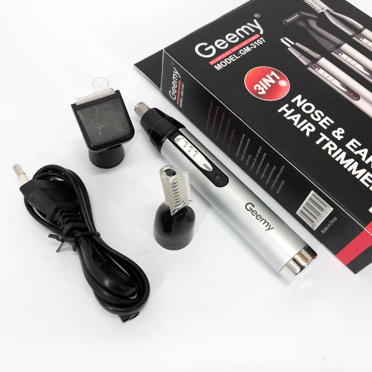 Триммер для носа и ушей GEMEI GM-3107 3в1, электробритва с насадками для бороды, тример для бороды