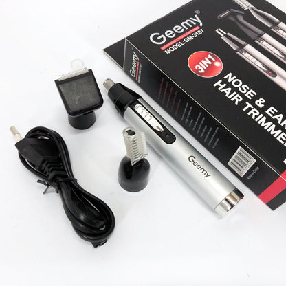 Триммер для носа и ушей GEMEI GM-3107 3в1, электробритва с насадками для бороды, тример для бороды