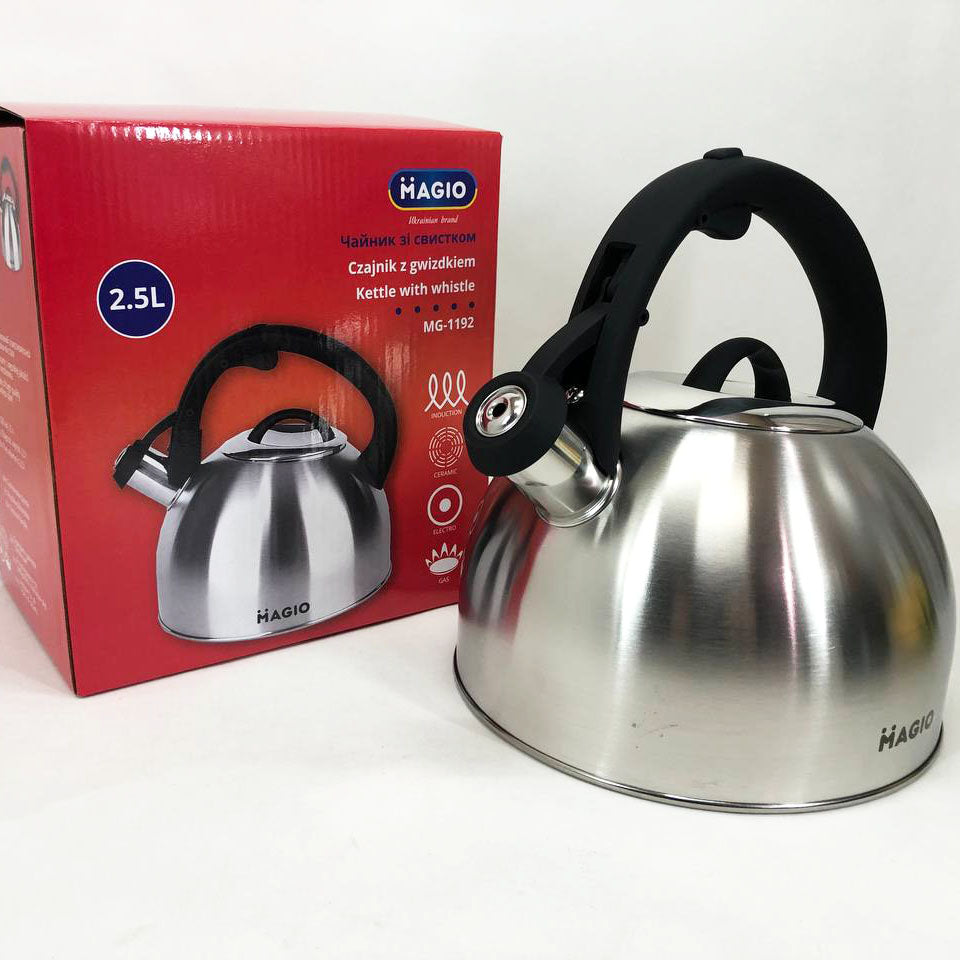 Чайник Magio MG-1192 2.5 л со свистком, металический чайник из нержавейки, чайники для плит