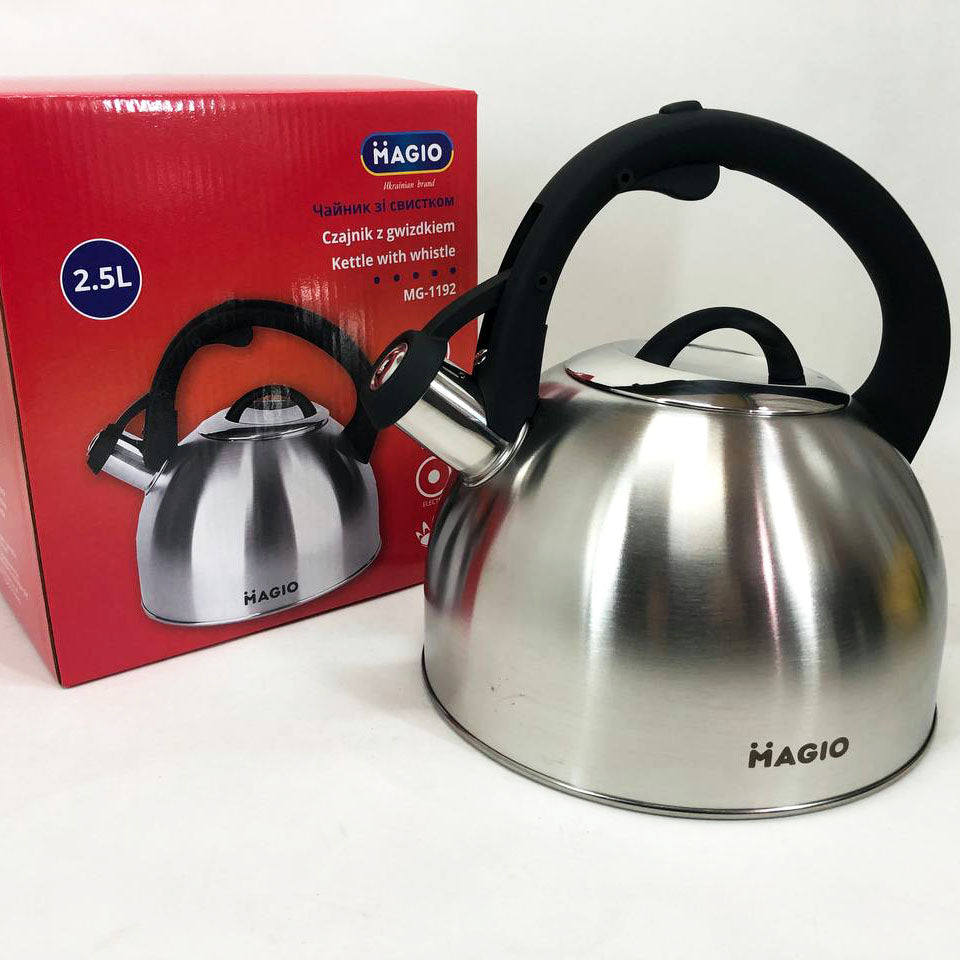 Чайник Magio MG-1192 2.5 л со свистком, металический чайник из нержавейки, чайники для плит