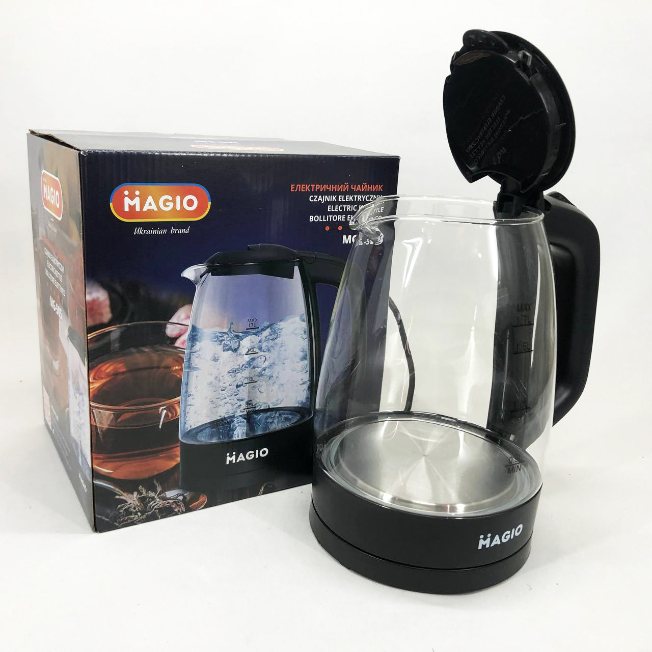 Электрочайник Magio MG-505, чайник прозрачный с подсветкой, стильный электрический чайник