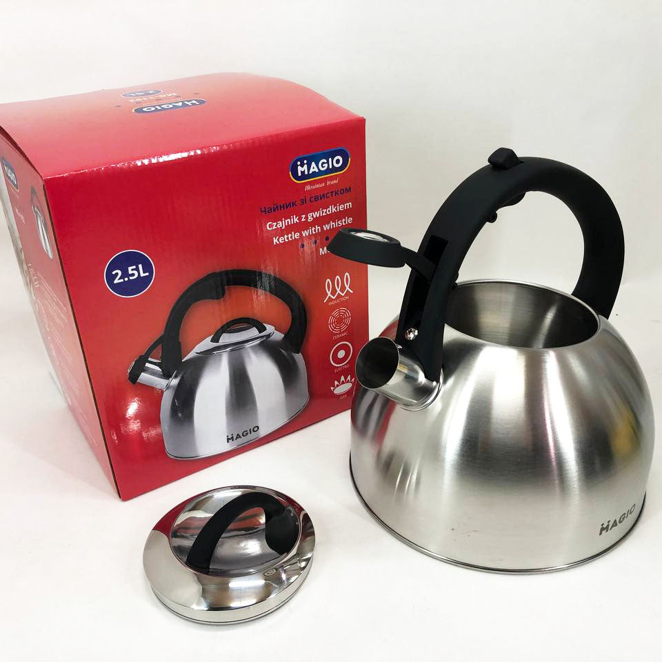 Чайник Magio MG-1192 2.5 л со свистком, металический чайник из нержавейки, чайники для плит