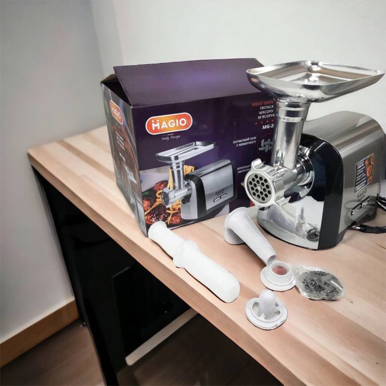 Мясорубка Magio MG-269, 2400 W, мясорубка электрическая металл, мясорубка с металлическим редуктором