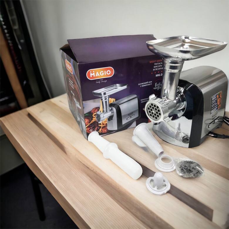 Мясорубка Magio MG-269, 2400 W, мясорубка электрическая металл, мясорубка с металлическим редуктором