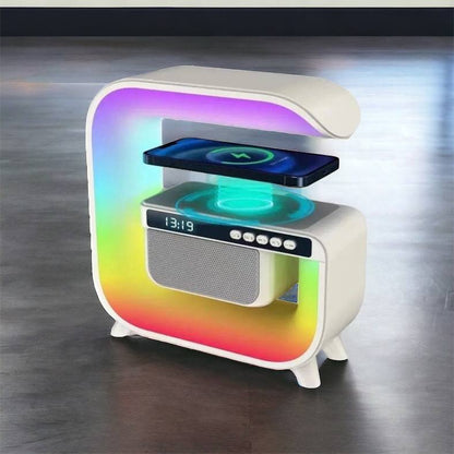Ночник аккумуляторный RGB G3 с беспроводной зарядкой 15W и Bluetooth колонкой 3W Настольная смарт лампа