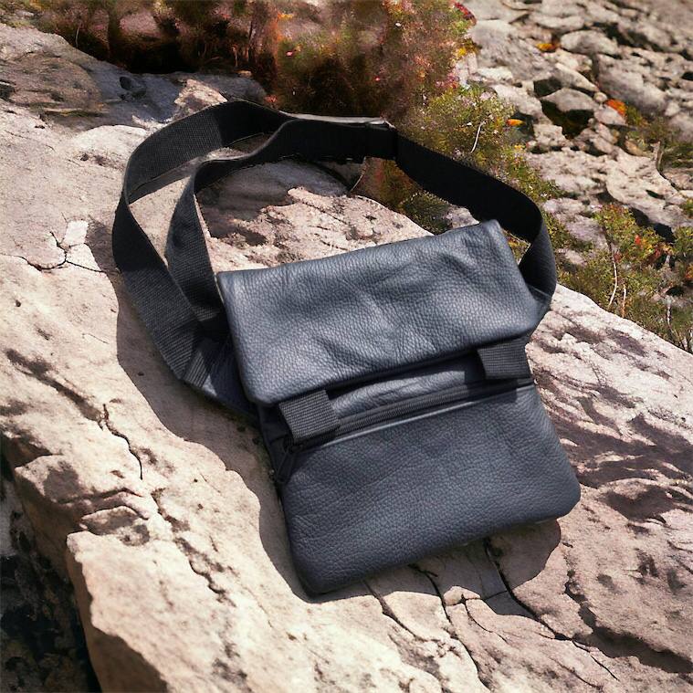 Тактична шкіряна сумка з кобурою, чоловічий месенджер, барсетка - чорний слінг, чоловіча сумка через плече