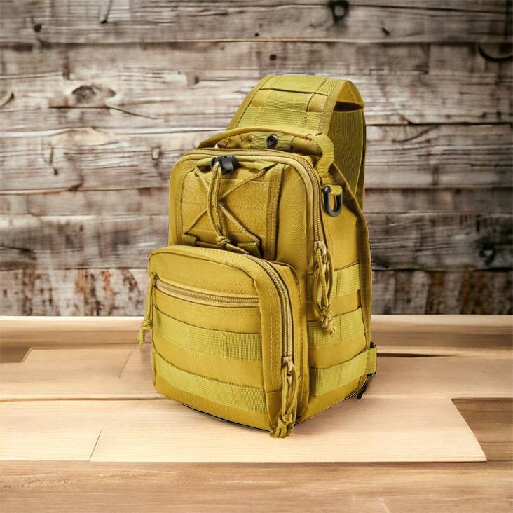 Качественная тактическая сумка, укрепленная мужская сумка рюкзак тактическая слинг. Цвет: койот