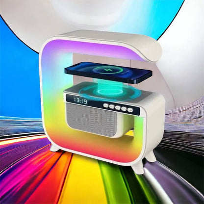 Ночник аккумуляторный RGB G3 с беспроводной зарядкой 15W и Bluetooth колонкой 3W Настольная смарт лампа