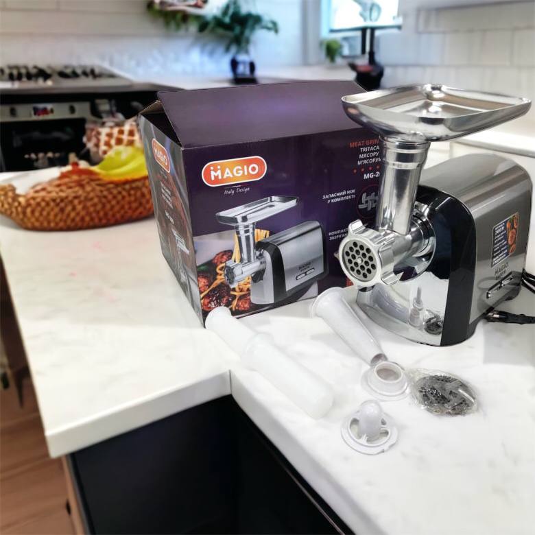 Мясорубка Magio MG-269, 2400 W, мясорубка электрическая металл, мясорубка с металлическим редуктором