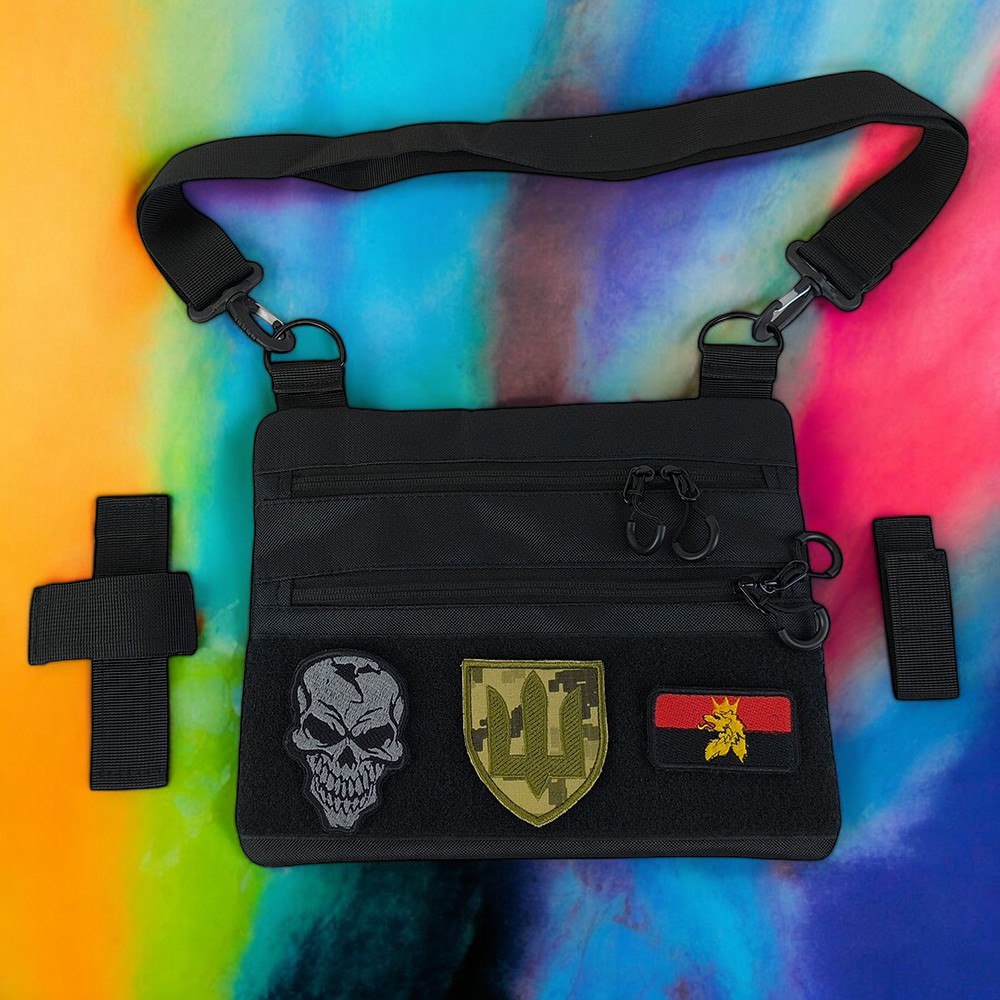 Сумка тактична чорна для прихованого носіння з кобурою, чоловічий месенджер із кордури