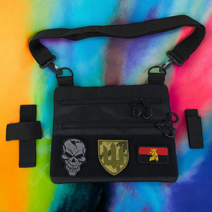 Сумка тактична чорна для прихованого носіння з кобурою, чоловічий месенджер із кордури