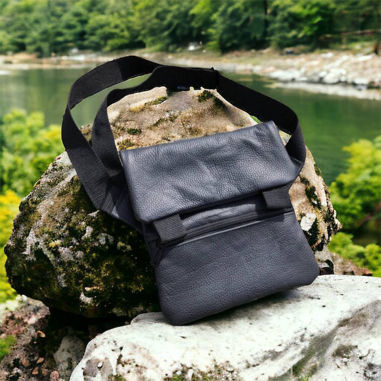 Тактична шкіряна сумка з кобурою, чоловічий месенджер, барсетка - чорний слінг, чоловіча сумка через плече