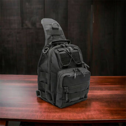 Качественная тактическая сумка, укрепленная мужская сумка рюкзак тактическая слинг. Цвет: черный