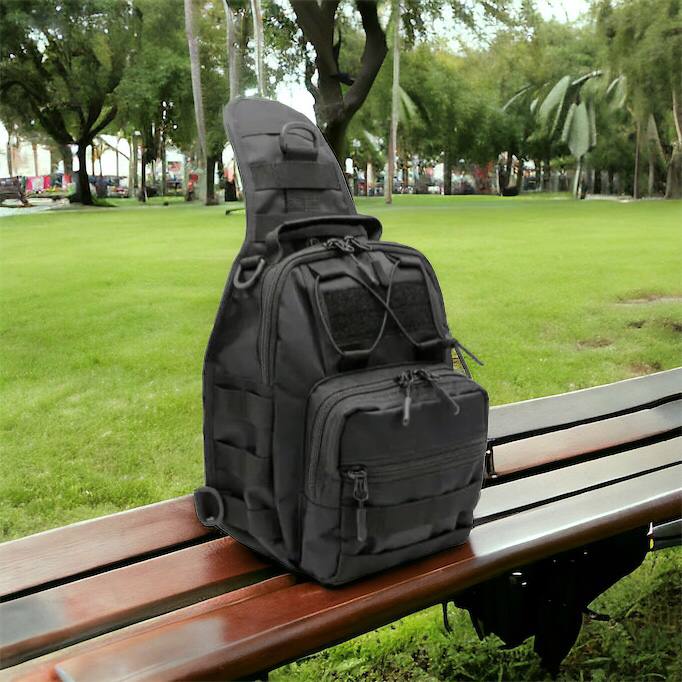 Качественная тактическая сумка, укрепленная мужская сумка рюкзак тактическая слинг. Цвет: черный