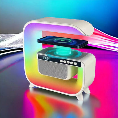 Ночник аккумуляторный RGB G3 с беспроводной зарядкой 15W и Bluetooth колонкой 3W Настольная смарт лампа
