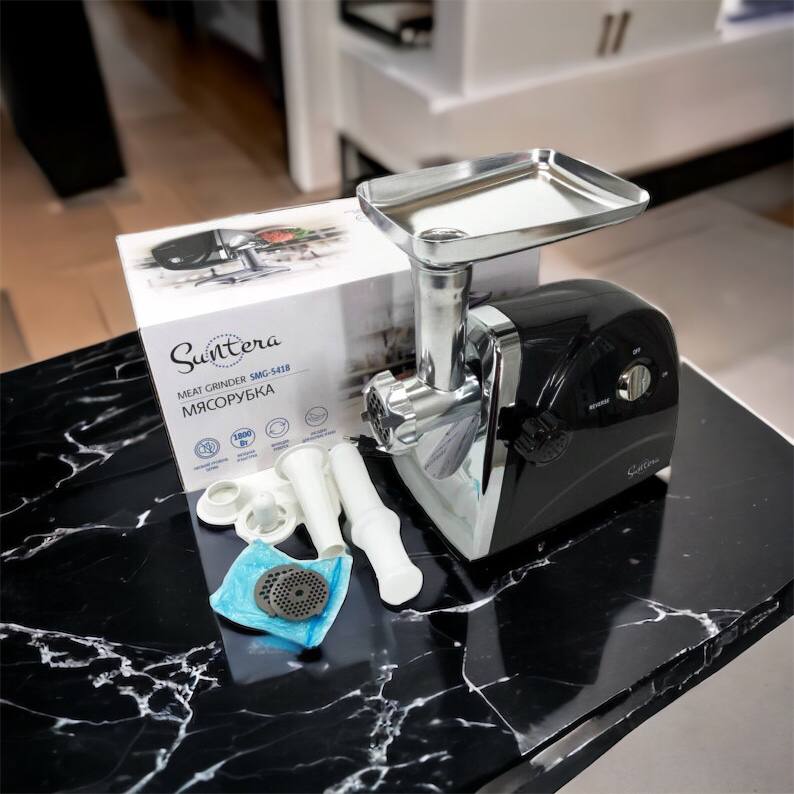 Мясорубка Suntera SMG-5418B 1800 Вт, электромясорубка для шинковки, мясорубка электрическая металл