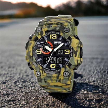 Часы наручные мужские SKMEI 1520CMGN CAMO GREEN, часы военные мужские, для военнослужащих. Цвет: камуфляж