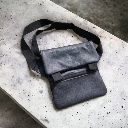 Тактична шкіряна сумка з кобурою, чоловічий месенджер, барсетка - чорний слінг, чоловіча сумка через плече