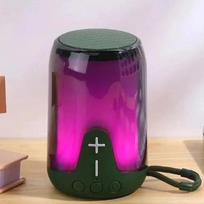 Портативная колонка TG652 5W с RGB подсветкой и ремешком, колонка с аккумулятором блютуз. Цвет: зеленый