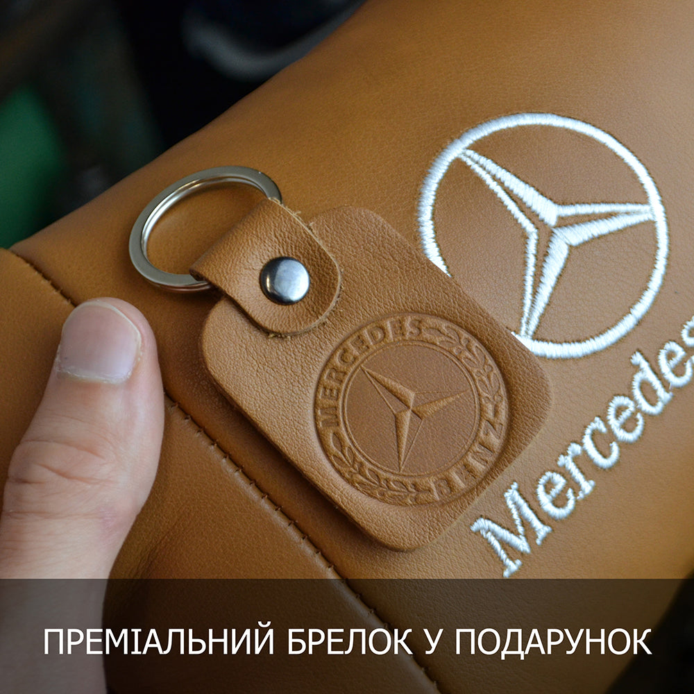 Комплект 2шт для подголовника Mercedes-Benz изготовлен из натуральной коричневой кожи. Комфорт в авто