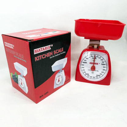 Весы кухонные механические MATARIX MX-405 5 кг, кухонные весы для взвешивания продуктов. Цвет: красный