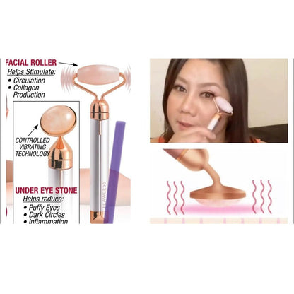 Массажер ролик электрический для лица Facial Roller Massager. Цвет: бежевый