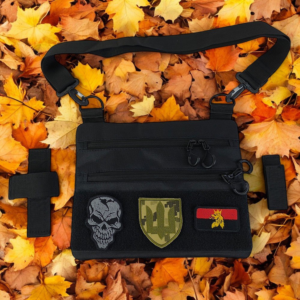 Сумка тактична чорна для прихованого носіння з кобурою, чоловічий месенджер із кордури