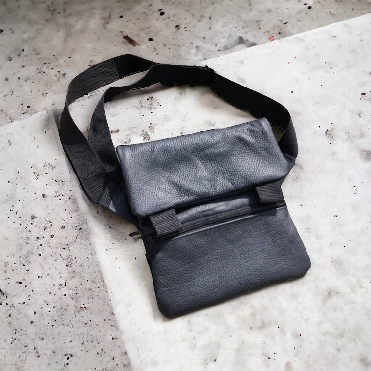 Тактична шкіряна сумка з кобурою, чоловічий месенджер, барсетка - чорний слінг, чоловіча сумка через плече