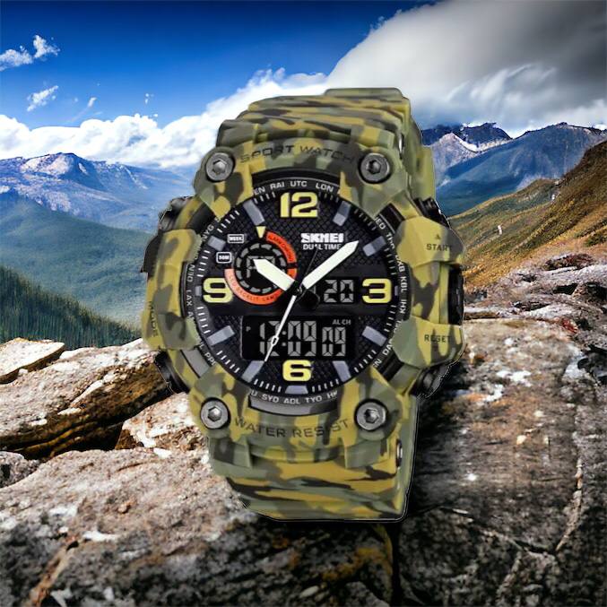 Часы наручные мужские SKMEI 1520CMGN CAMO GREEN, часы военные мужские, для военнослужащих. Цвет: камуфляж