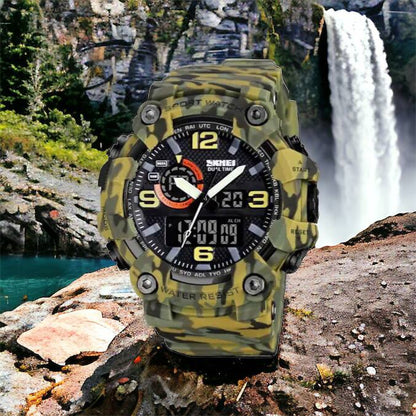 Часы наручные мужские SKMEI 1520CMGN CAMO GREEN, часы военные мужские, для военнослужащих. Цвет: камуфляж