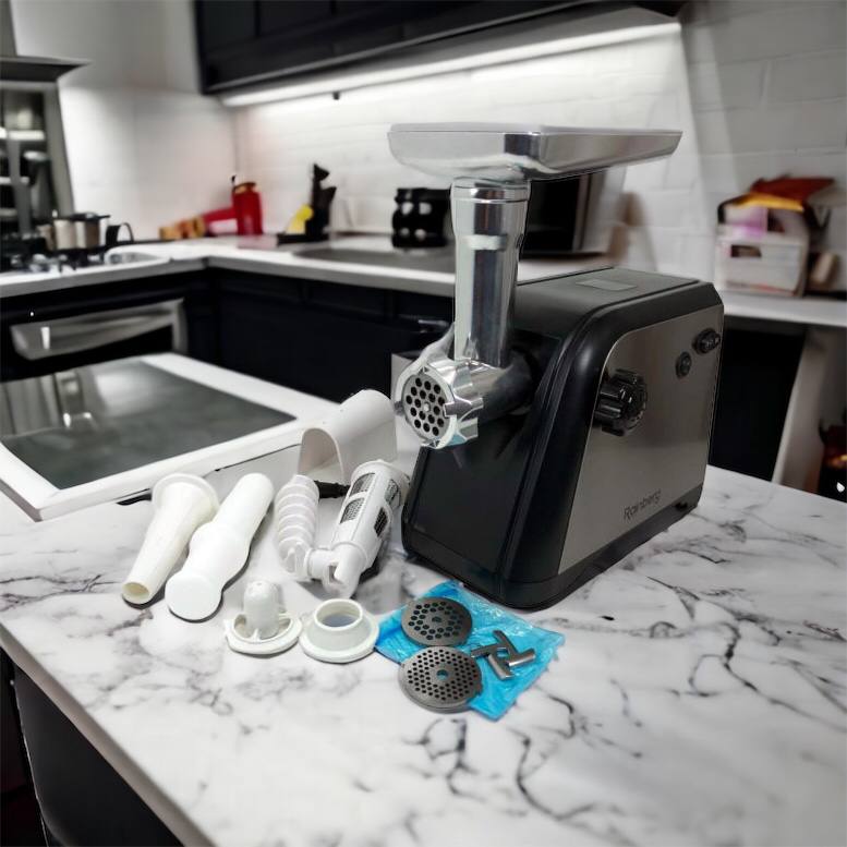 Мясорубка Rainberg RB-672 3000W электрическая с реверсом и соковыжималкой, мясорубка электрическая металл