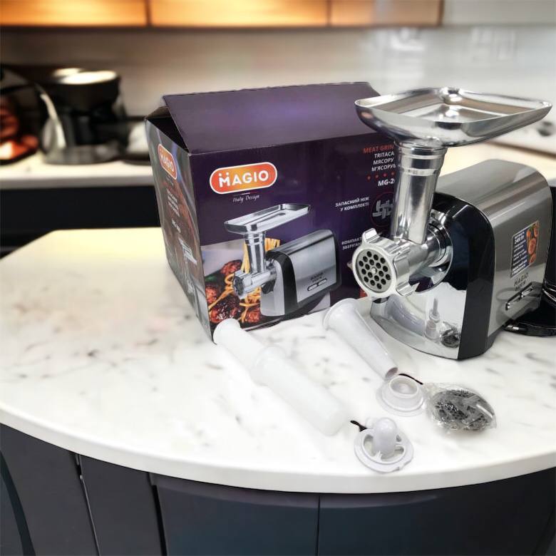 Мясорубка Magio MG-269, 2400 W, мясорубка электрическая металл, мясорубка с металлическим редуктором