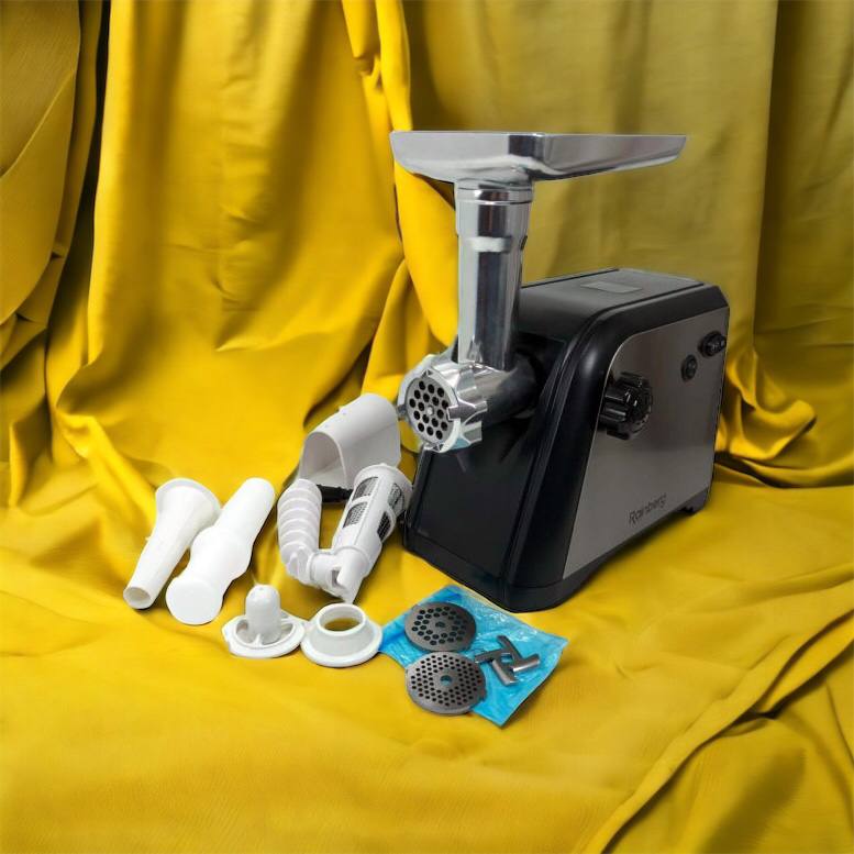 Мясорубка Rainberg RB-672 3000W электрическая с реверсом и соковыжималкой, мясорубка электрическая металл