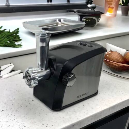 Электрическая мясорубка Rainberg RB-673 с соковыжималкой и шинковкой 9 насадок 3000W с реверсом