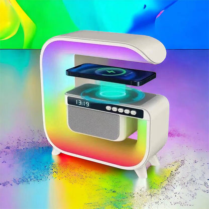 Ночник аккумуляторный RGB G3 с беспроводной зарядкой 15W и Bluetooth колонкой 3W Настольная смарт лампа