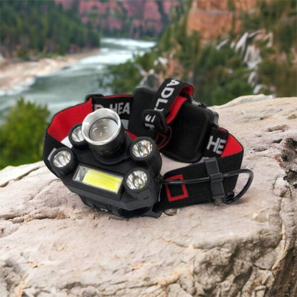 Фонарик налобный Bailong BL-T64-T6+4XPE, светодиодный фонарь на лоб, мощный налобный фонарь для рыбалки